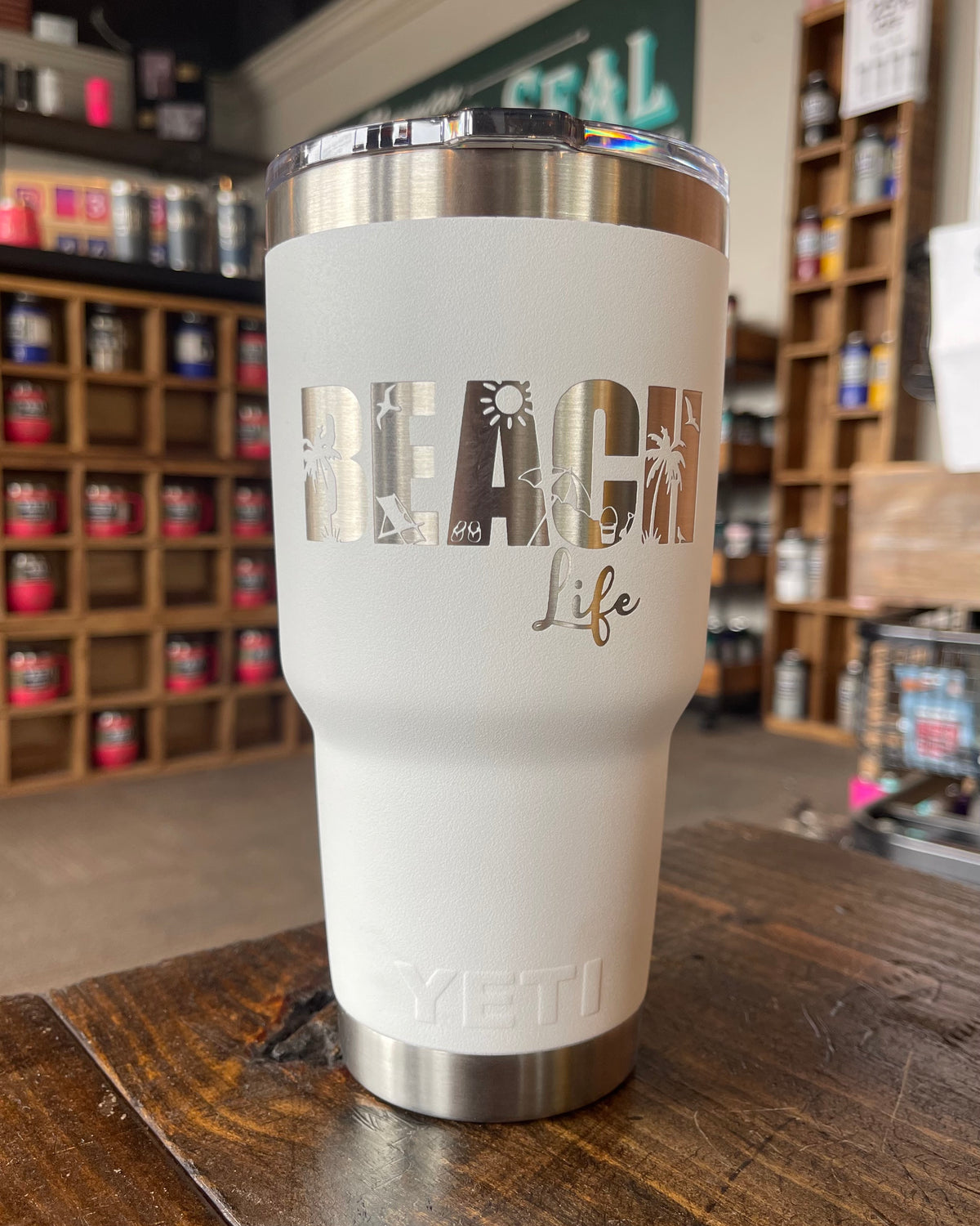 Laser Engraved Authentic YETI Rambler - BEACH LIFE