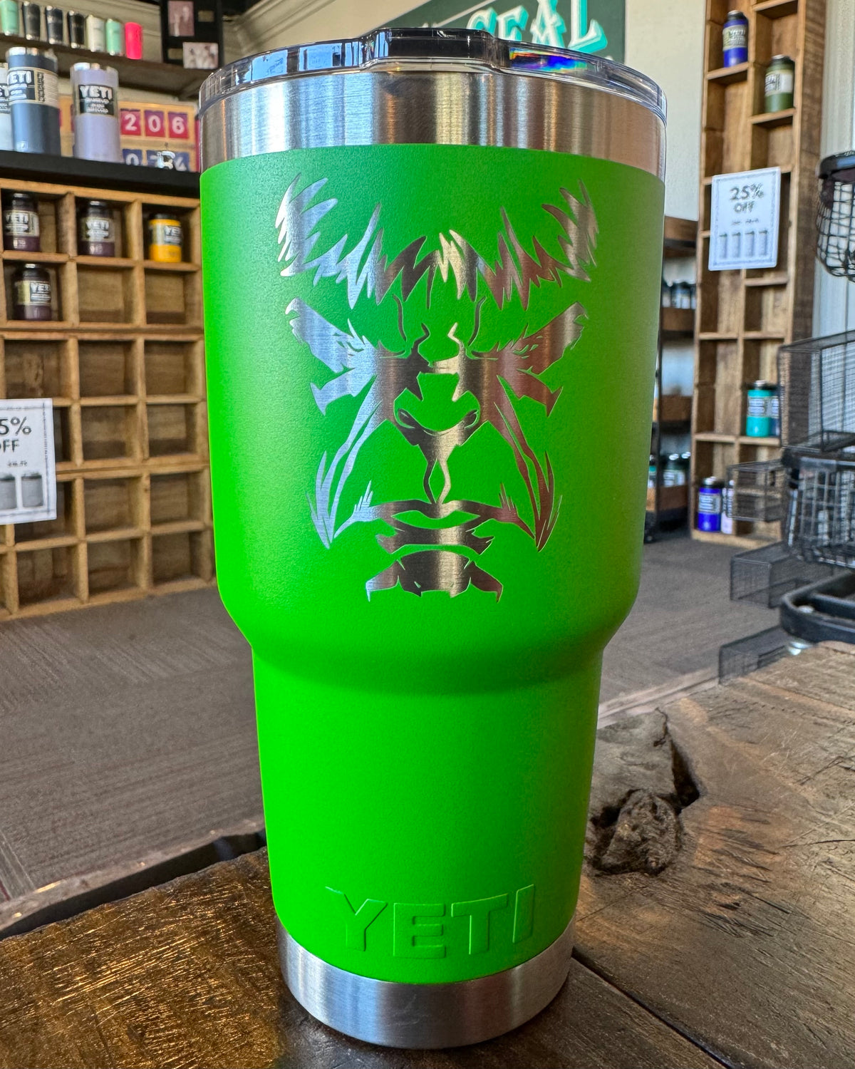 Laser Engraved Authentic Yeti Rambler - Hulk Face
