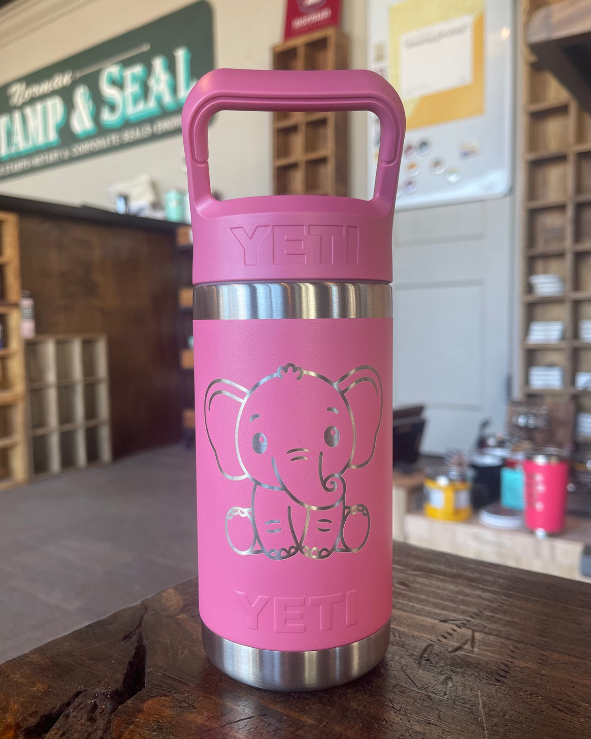 Laser Engraved Authentic Yeti 12oz Kids Bottle - Elephant