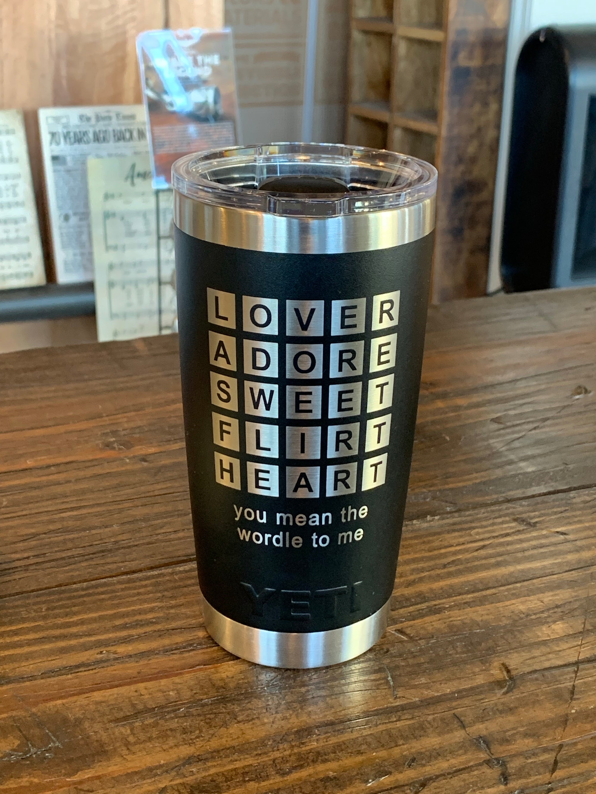 Laser Engraved Authentic YETI Rambler - WORDLE LOVE - ImpressMeGifts
