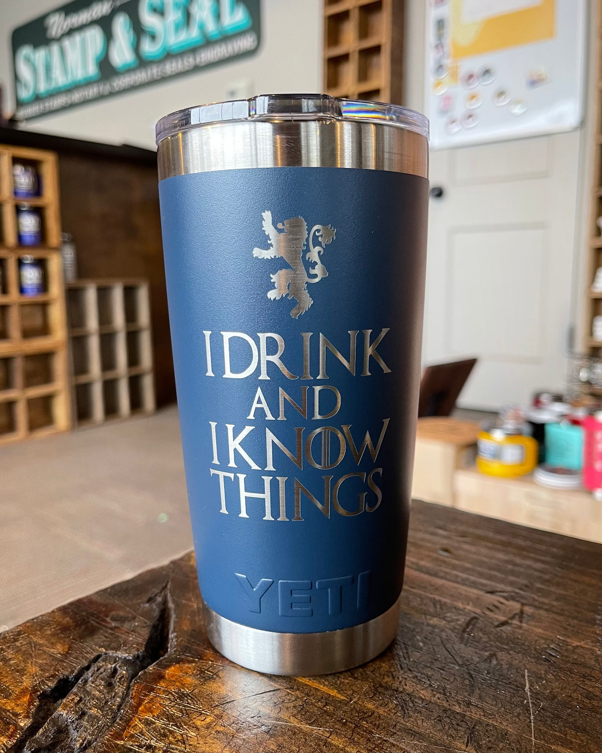 Laser Engraved Authentic YETI Rambler - DRINK &amp; KNOW - ImpressMeGifts