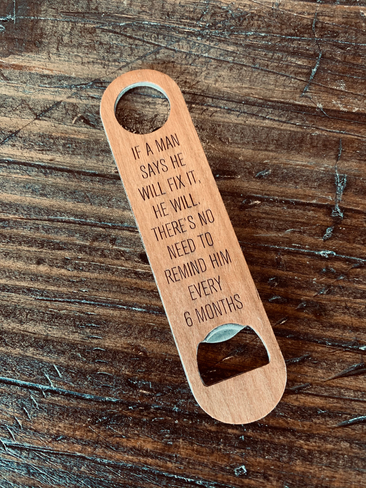 Wood &amp; Metal Bottle Opener - Fix It - ImpressMeGifts
